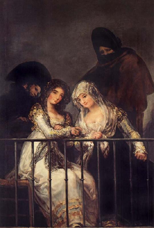 Francisco de goya y Lucientes Majas on a Balcony oil painting image